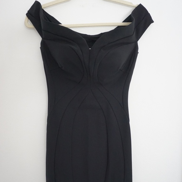 Chiara Boni La Petite Robe Black Elegant Fishtail Evening Black Bodycon Dress - Picture 2 of 16